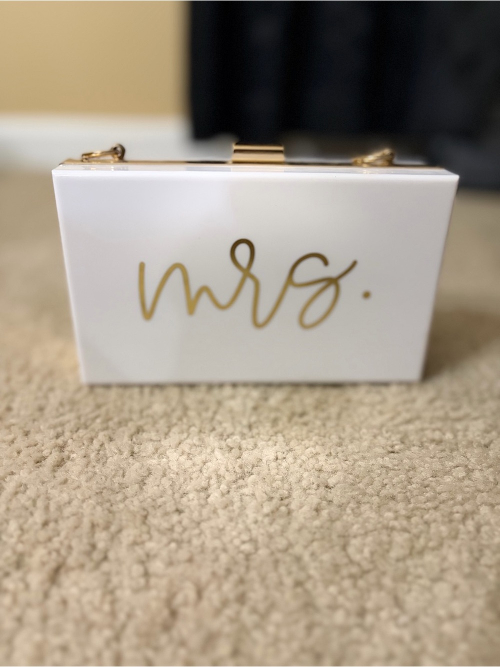 White & Gold "Mrs." Box Clutch - Elegant Women's Bag